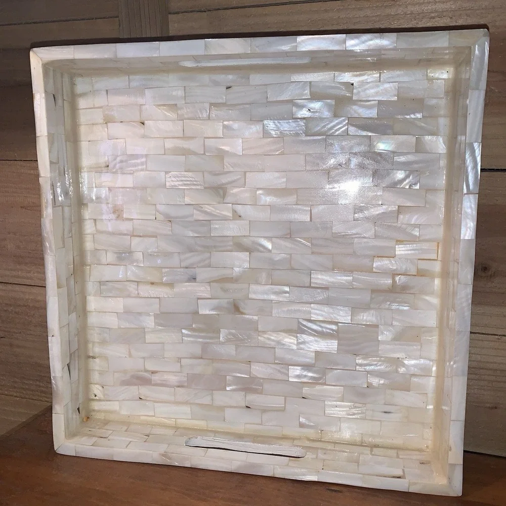 Handmade Decorative Mother‎ of Pearl Tray with Mosaic Pattern Square 12